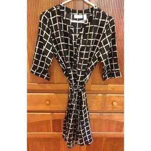 Nordstrom 14th & Union Black Grid Tie Waist Dress